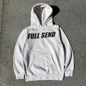Full Send Hoodie Mens Small White Nelk Boys Graphic Logo Pullover Sweatshirt